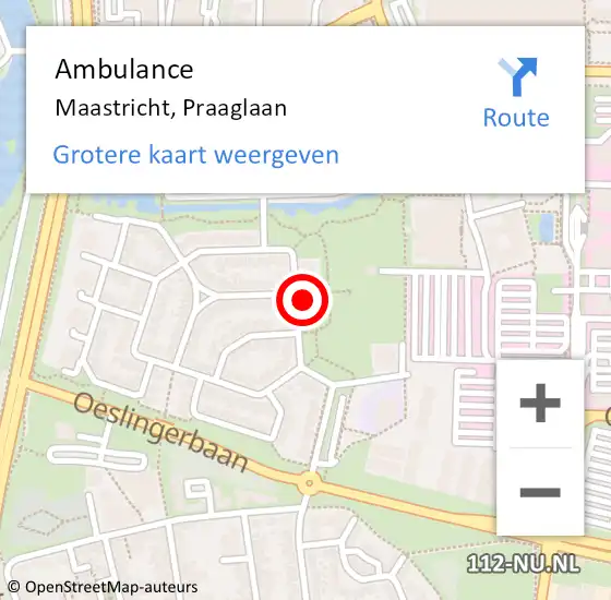 Locatie op kaart van de 112 melding: Ambulance Maastricht, Praaglaan op 29 december 2014 21:48