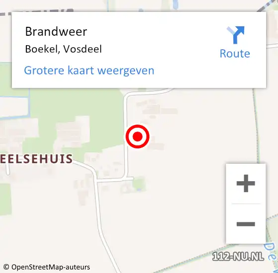 Locatie op kaart van de 112 melding: Brandweer Boekel, Vosdeel op 29 december 2014 21:50