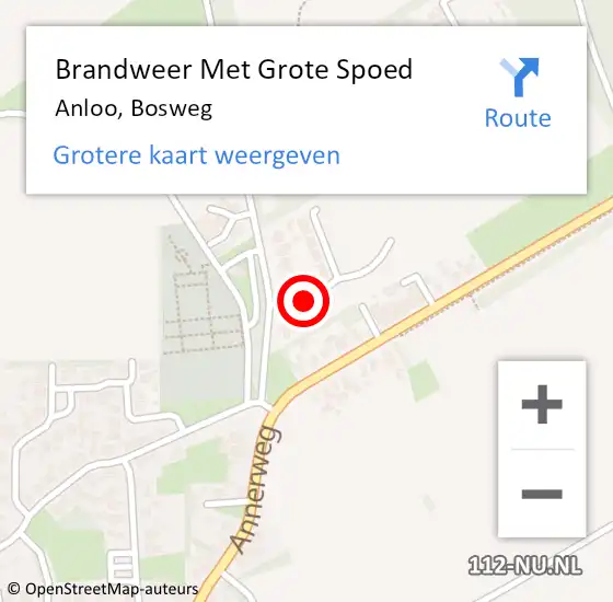 Locatie op kaart van de 112 melding: Brandweer Met Grote Spoed Naar Anloo, Bosweg op 29 december 2014 21:59