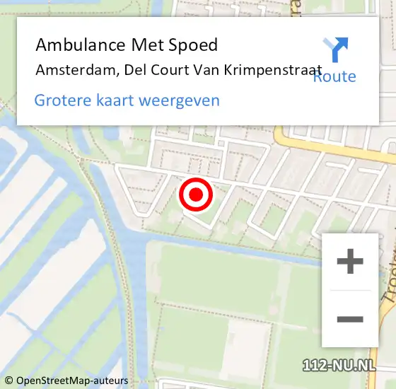 Locatie op kaart van de 112 melding: Ambulance Met Spoed Naar Amsterdam, Del Court Van Krimpenstraat op 29 december 2014 22:04