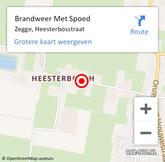 Locatie op kaart van de 112 melding: Brandweer Met Spoed Naar Zegge, Heesterbosstraat op 29 december 2014 22:29