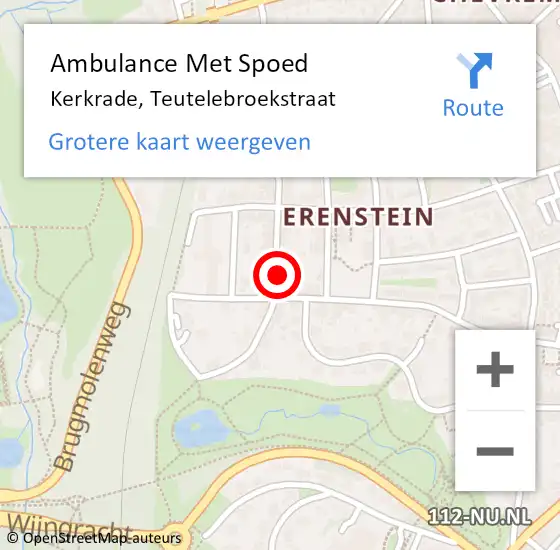 Locatie op kaart van de 112 melding: Ambulance Met Spoed Naar Kerkrade, Teutelebroekstraat op 29 december 2014 23:25