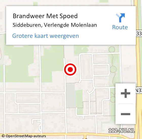 Locatie op kaart van de 112 melding: Brandweer Met Spoed Naar Siddeburen, Verlengde Molenlaan op 29 december 2014 23:51