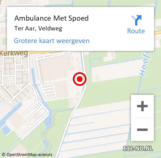 Locatie op kaart van de 112 melding: Ambulance Met Spoed Naar Ter Aar, Veldweg op 30 december 2014 00:08