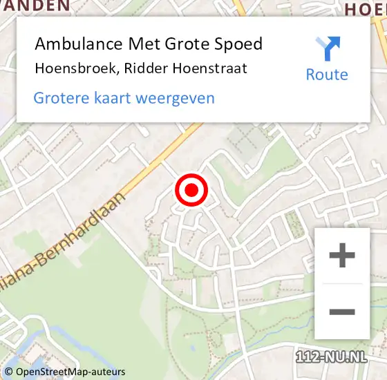 Locatie op kaart van de 112 melding: Ambulance Met Grote Spoed Naar Hoensbroek, Ridder Hoenstraat op 30 december 2014 01:01