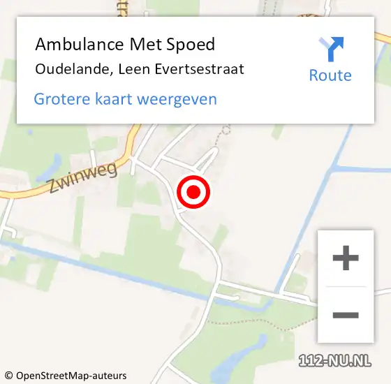 Locatie op kaart van de 112 melding: Ambulance Met Spoed Naar Oudelande, Leen Evertsestraat op 30 december 2014 01:49