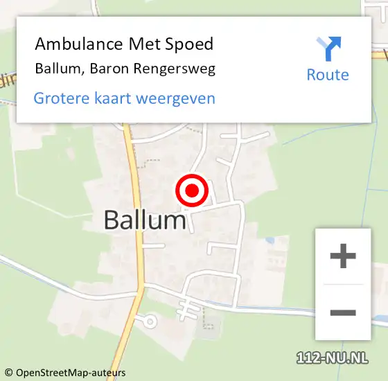 Locatie op kaart van de 112 melding: Ambulance Met Spoed Naar Ballum, Baron Rengersweg op 30 december 2014 03:02