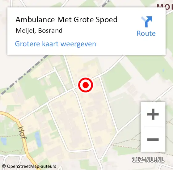 Locatie op kaart van de 112 melding: Ambulance Met Grote Spoed Naar Meijel, Bosrand op 30 december 2014 04:34