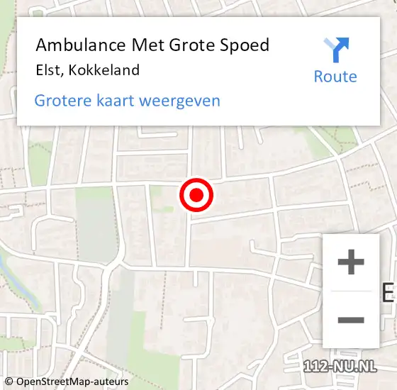 Locatie op kaart van de 112 melding: Ambulance Met Grote Spoed Naar Elst, Kokkeland op 30 december 2014 04:44