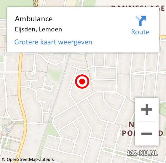 Locatie op kaart van de 112 melding: Ambulance Eijsden, Lemoen op 30 december 2014 05:43