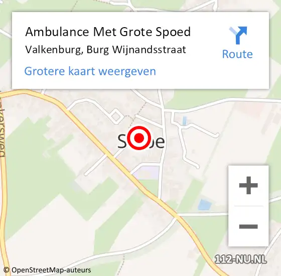 Locatie op kaart van de 112 melding: Ambulance Met Grote Spoed Naar Valkenburg, Burg Wijnandsstraat op 30 december 2014 05:51