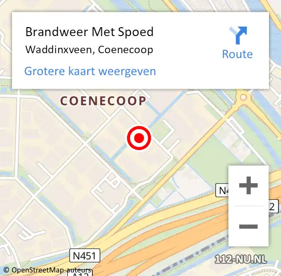 Locatie op kaart van de 112 melding: Brandweer Met Spoed Naar Waddinxveen, Coenecoop op 30 december 2014 08:04