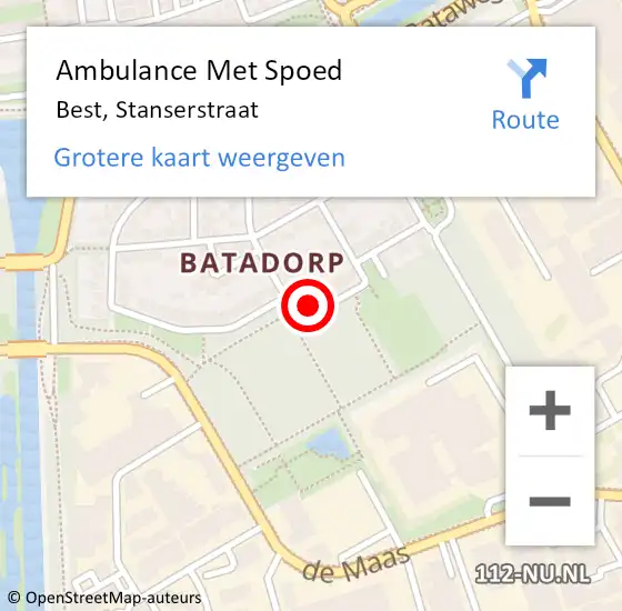 Locatie op kaart van de 112 melding: Ambulance Met Spoed Naar Best, Stanserstraat op 30 december 2014 08:21