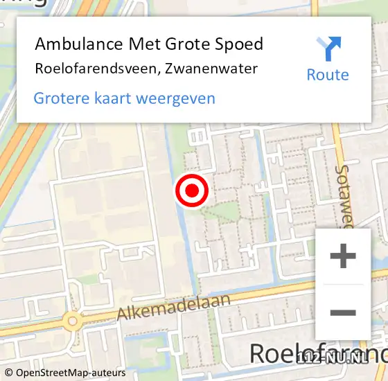 Locatie op kaart van de 112 melding: Ambulance Met Grote Spoed Naar Roelofarendsveen, Zwanenwater op 30 december 2014 08:57