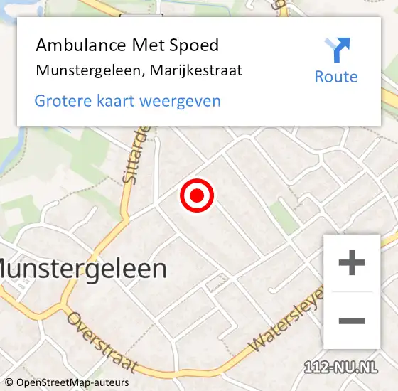 Locatie op kaart van de 112 melding: Ambulance Met Spoed Naar Munstergeleen, Marijkestraat op 30 december 2014 08:58