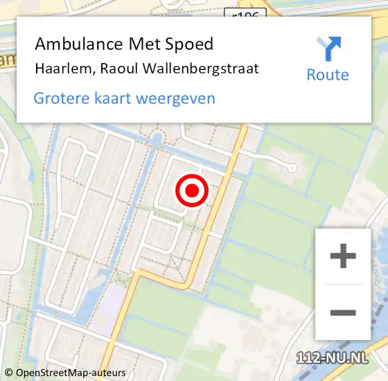 Locatie op kaart van de 112 melding: Ambulance Met Spoed Naar Haarlem, Raoul Wallenbergstraat op 30 december 2014 09:34