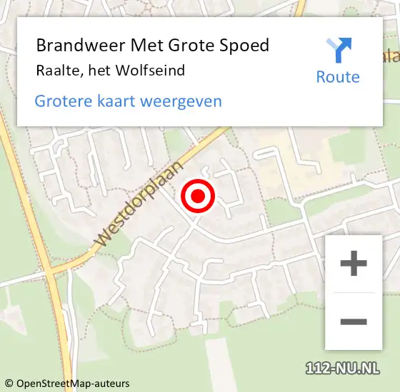 Locatie op kaart van de 112 melding: Brandweer Met Grote Spoed Naar Raalte, het Wolfseind op 30 december 2014 09:36