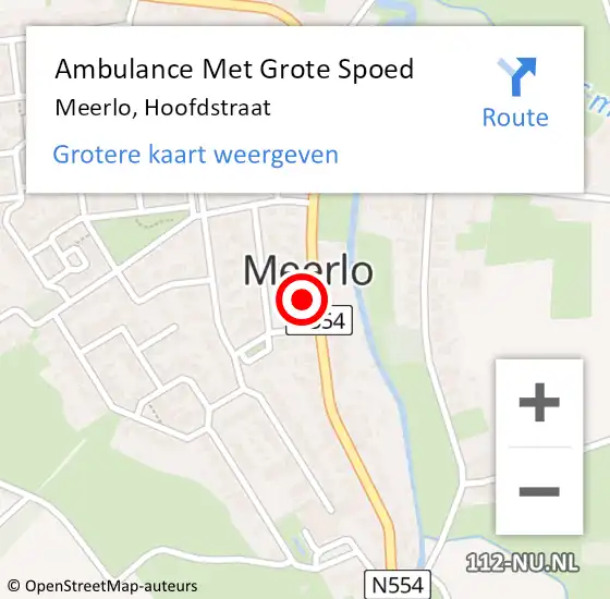 Locatie op kaart van de 112 melding: Ambulance Met Grote Spoed Naar Meerlo, Hoofdstraat op 30 december 2014 09:55