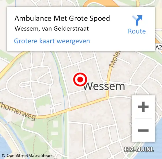 Locatie op kaart van de 112 melding: Ambulance Met Grote Spoed Naar Wessem, van Gelderstraat op 30 december 2014 10:41