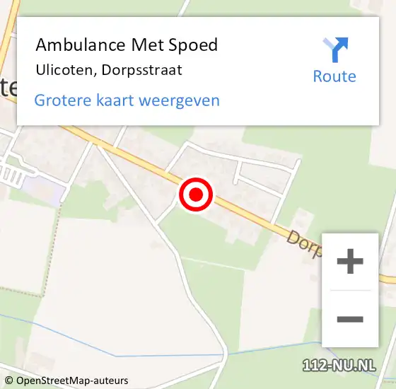 Locatie op kaart van de 112 melding: Ambulance Met Spoed Naar Ulicoten, Dorpsstraat op 30 december 2014 11:08