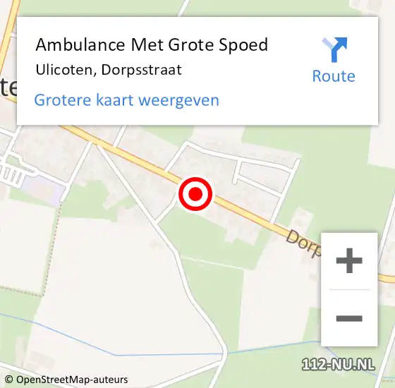 Locatie op kaart van de 112 melding: Ambulance Met Grote Spoed Naar Ulicoten, Dorpsstraat op 30 december 2014 11:09