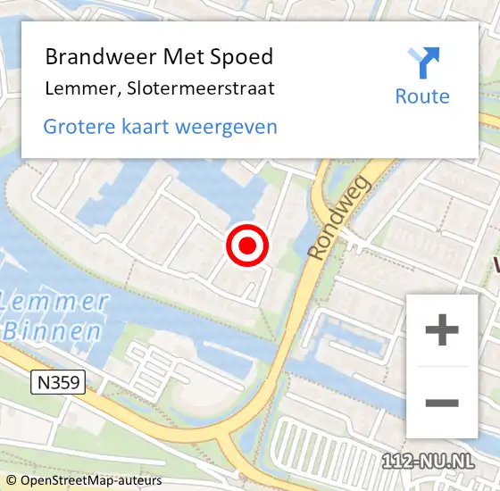 Locatie op kaart van de 112 melding: Brandweer Met Spoed Naar Lemmer, Slotermeerstraat op 30 december 2014 12:17