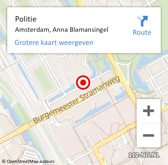 Locatie op kaart van de 112 melding: Politie Amsterdam, Anna Blamansingel op 30 december 2014 12:31