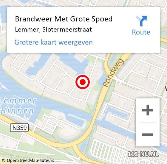 Locatie op kaart van de 112 melding: Brandweer Met Grote Spoed Naar Lemmer, Slotermeerstraat op 30 december 2014 12:38