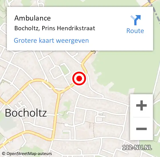 Locatie op kaart van de 112 melding: Ambulance Bocholtz, Prins Hendrikstraat op 25 oktober 2013 23:26