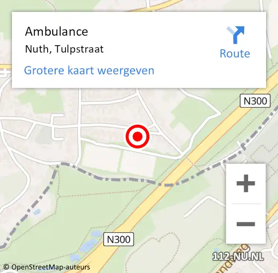 Locatie op kaart van de 112 melding: Ambulance Nuth, Tulpstraat op 30 december 2014 13:09