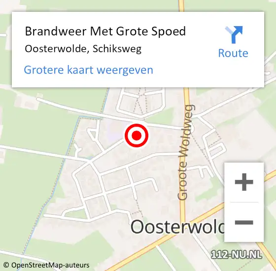 Locatie op kaart van de 112 melding: Brandweer Met Grote Spoed Naar Oosterwolde, Schiksweg op 30 december 2014 13:11