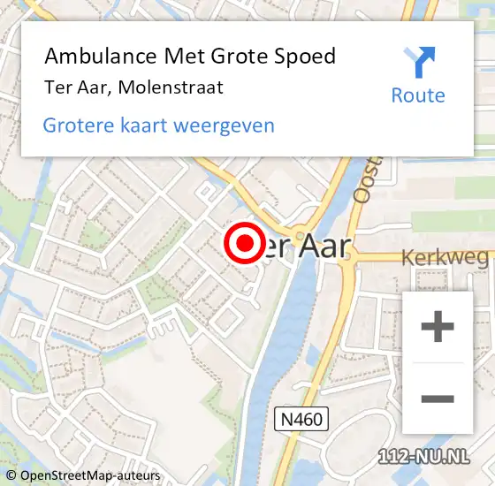 Locatie op kaart van de 112 melding: Ambulance Met Grote Spoed Naar Ter Aar, Molenstraat op 30 december 2014 13:16