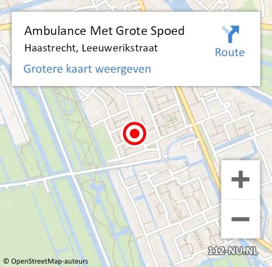 Locatie op kaart van de 112 melding: Ambulance Met Grote Spoed Naar Haastrecht, Leeuwerikstraat op 30 december 2014 13:25