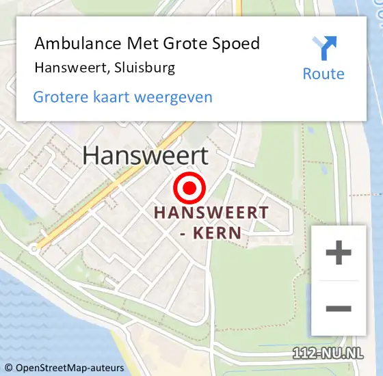 Locatie op kaart van de 112 melding: Ambulance Met Grote Spoed Naar Hansweert, Sluisburg op 30 december 2014 13:50