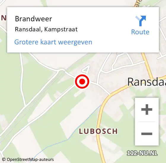 Locatie op kaart van de 112 melding: Brandweer Ransdaal, Kampstraat op 30 december 2014 14:19