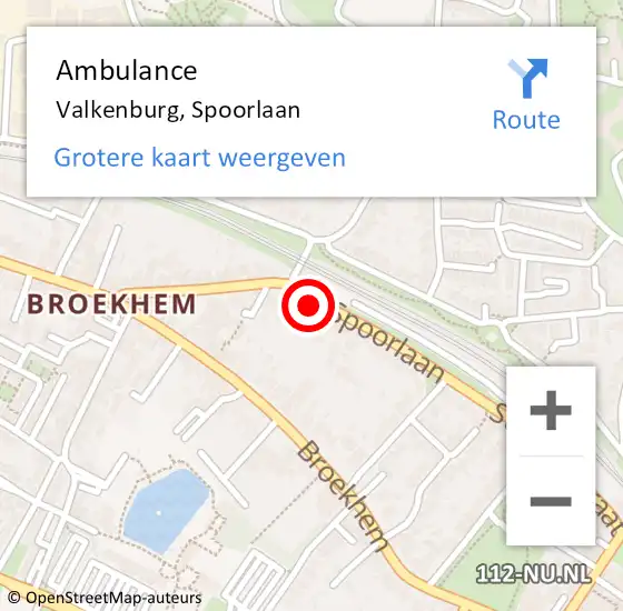 Locatie op kaart van de 112 melding: Ambulance Valkenburg, Spoorlaan op 30 december 2014 14:39