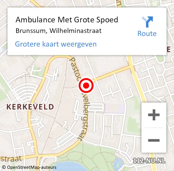 Locatie op kaart van de 112 melding: Ambulance Met Grote Spoed Naar Brunssum, Wilhelminastraat op 30 december 2014 14:45