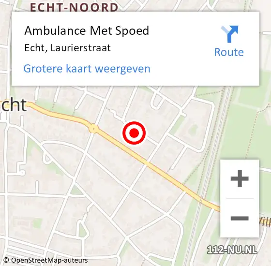 Locatie op kaart van de 112 melding: Ambulance Met Spoed Naar Echt, Laurierstraat op 30 december 2014 14:57