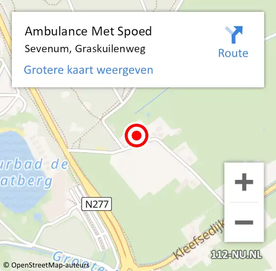 Locatie op kaart van de 112 melding: Ambulance Met Spoed Naar Sevenum, Graskuilenweg op 30 december 2014 15:00