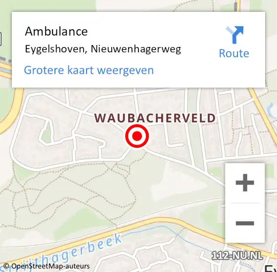 Locatie op kaart van de 112 melding: Ambulance Eygelshoven, Nieuwenhagerweg op 30 december 2014 15:03