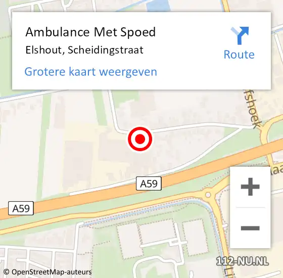 Locatie op kaart van de 112 melding: Ambulance Met Spoed Naar Elshout, Scheidingstraat op 30 december 2014 15:11