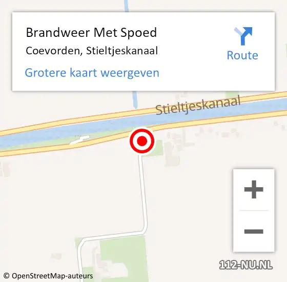 Locatie op kaart van de 112 melding: Brandweer Met Spoed Naar Coevorden, Stieltjeskanaal op 30 december 2014 16:20