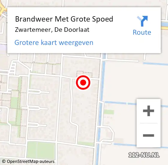 Locatie op kaart van de 112 melding: Brandweer Met Grote Spoed Naar Zwartemeer, De Doorlaat op 30 december 2014 16:34