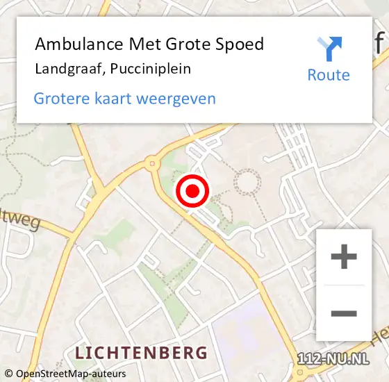 Locatie op kaart van de 112 melding: Ambulance Met Grote Spoed Naar Landgraaf, Pucciniplein op 30 december 2014 17:42