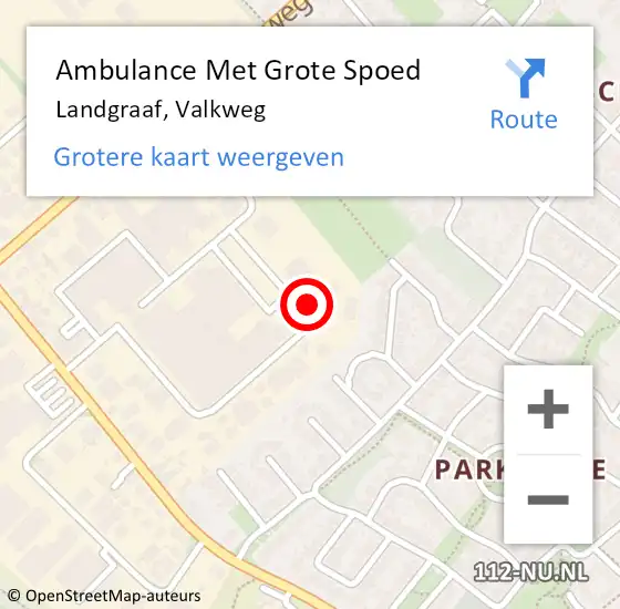 Locatie op kaart van de 112 melding: Ambulance Met Grote Spoed Naar Landgraaf, Valkweg op 30 december 2014 18:28