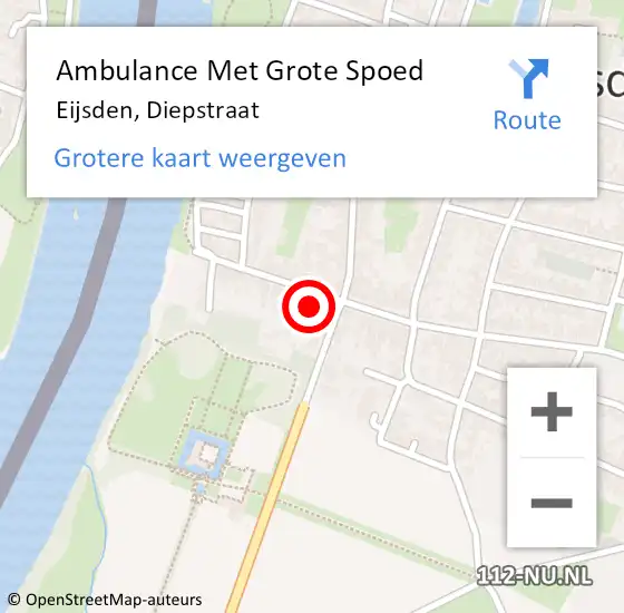 Locatie op kaart van de 112 melding: Ambulance Met Grote Spoed Naar Eijsden, Diepstraat op 30 december 2014 18:29