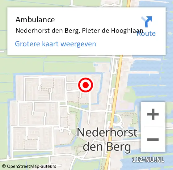 Locatie op kaart van de 112 melding: Ambulance Nederhorst den Berg, Pieter de Hooghlaan op 30 december 2014 18:32