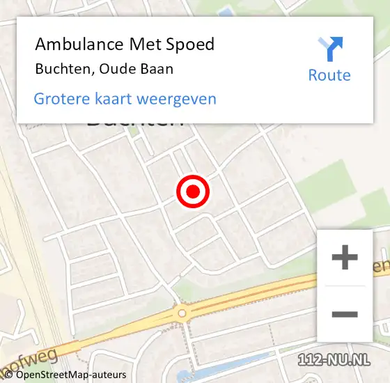 Locatie op kaart van de 112 melding: Ambulance Met Spoed Naar Buchten, Oude Baan op 30 december 2014 18:34