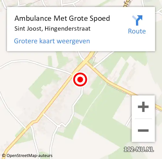 Locatie op kaart van de 112 melding: Ambulance Met Grote Spoed Naar Sint Joost, Hingenderstraat op 30 december 2014 18:47