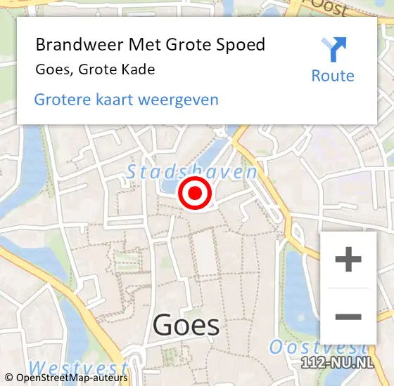 Locatie op kaart van de 112 melding: Brandweer Met Grote Spoed Naar Goes, Grote Kade op 30 december 2014 18:49